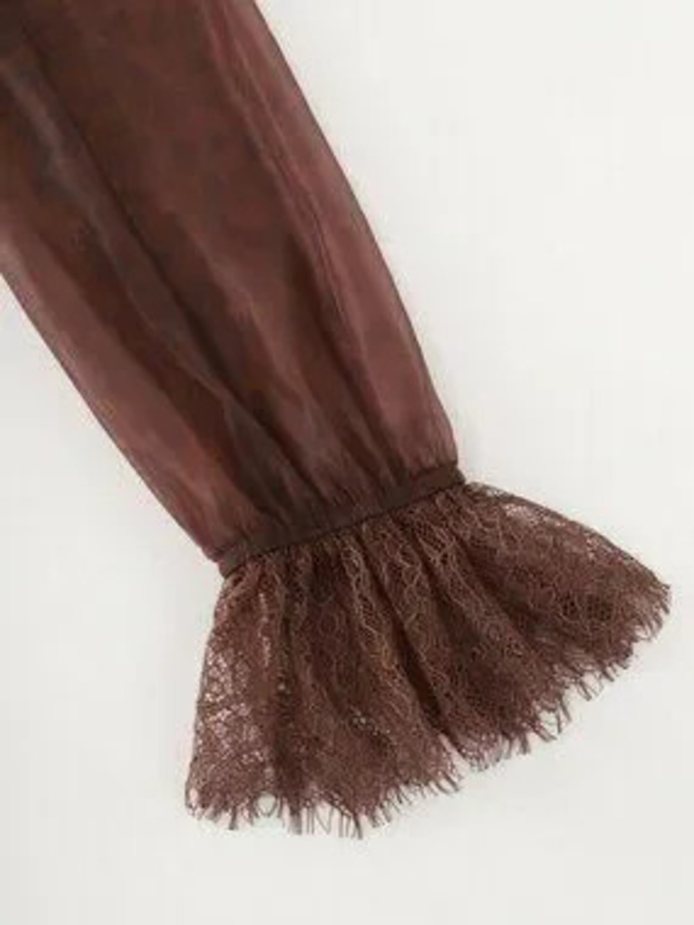 Brown Elegant Women's Long Sleeve V-Neck Lace detail Leopard Print velvet Blouse